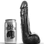 ALL BLACK - DILDO REALISTA PRETO SUAVE 20 CM
